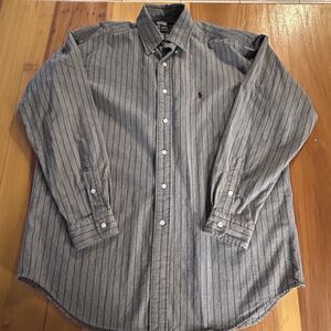 VTG Polo Ralph Lauren Blaire Lightweight Flannel Shirt. Large. Gray. Long Sleeve